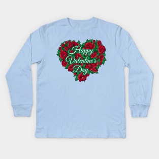 happy valentine day roses heart Kids Long Sleeve T-Shirt